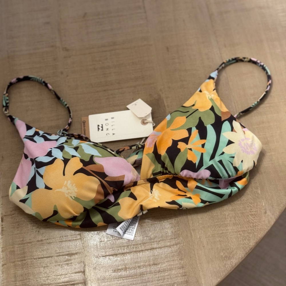 Billabong Multicolor Floral Reversible Bikini Top NWT